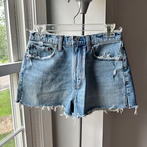 Abercrombie & Fitch Blue Jean Shorts High-Waisted Distressed